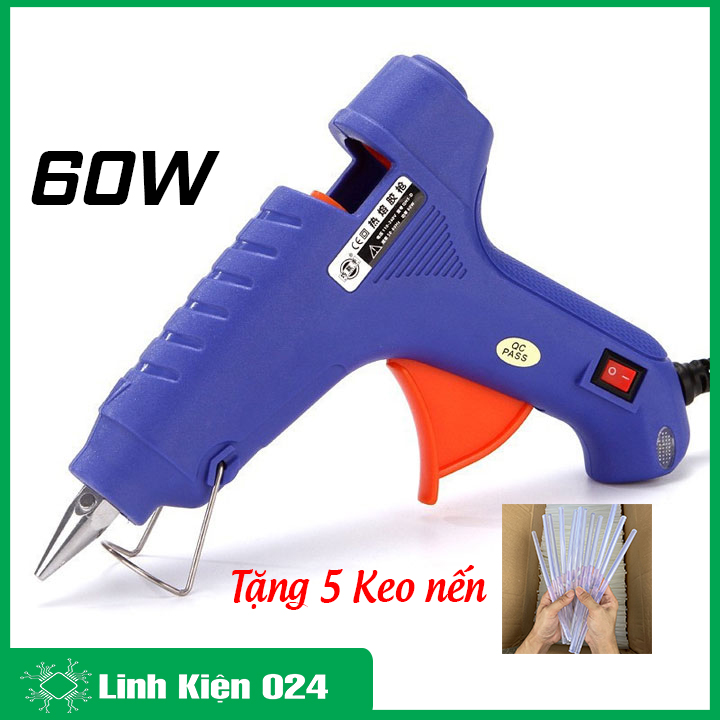 Súng Bắn Keo Nến 220VAC 60W - Tặng 5 Cây Keo Nến Đốt Lớn - Xanh