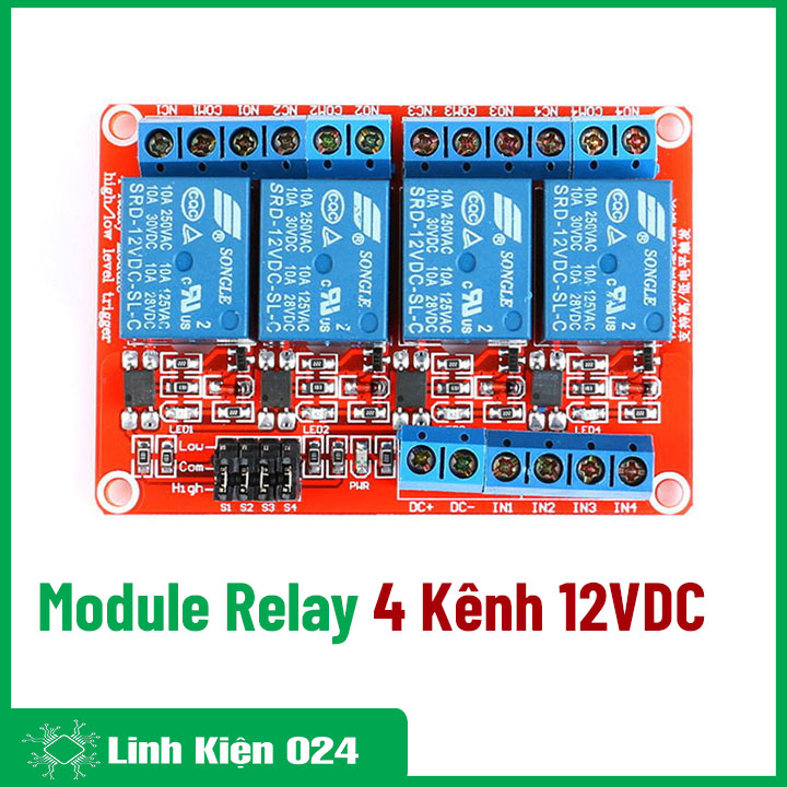Module Relay 4 Kênh 12VDC H/L (K4A8)