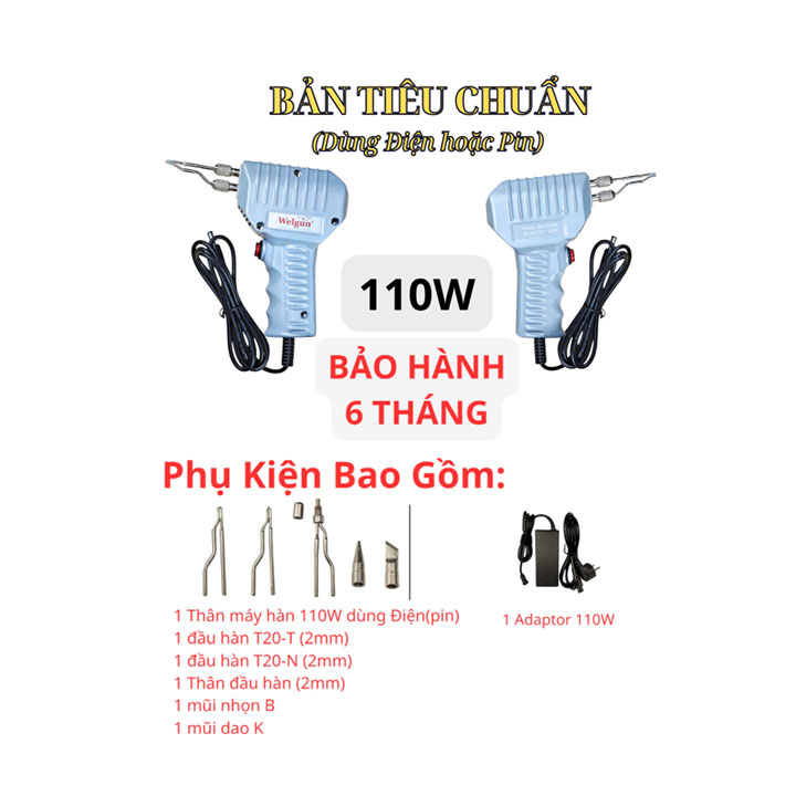Mỏ hàn xung thông minh 110W dùng Nguồn Bản Tiêu Chuẩn ( Full bộ Kèm Nguồn )