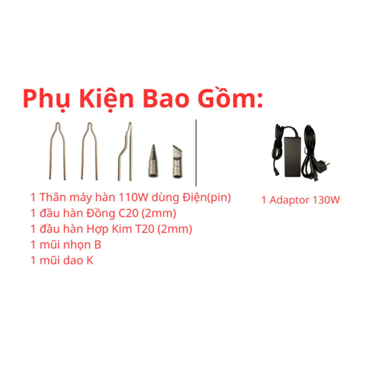 Mỏ Hàn Xung Thông Minh 130W Dùng Nguồn Bản Tiêu Chuẩn ( Full bộ Kèm Nguồn )