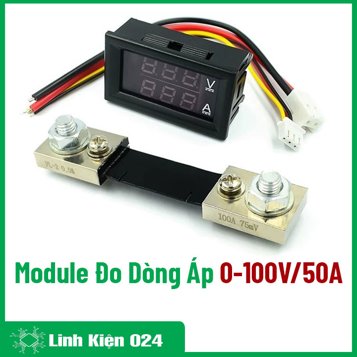 Module Đo Dòng Đo Áp 0-100V/50A Có Trở Shunt Đi Kèm (K2H3)