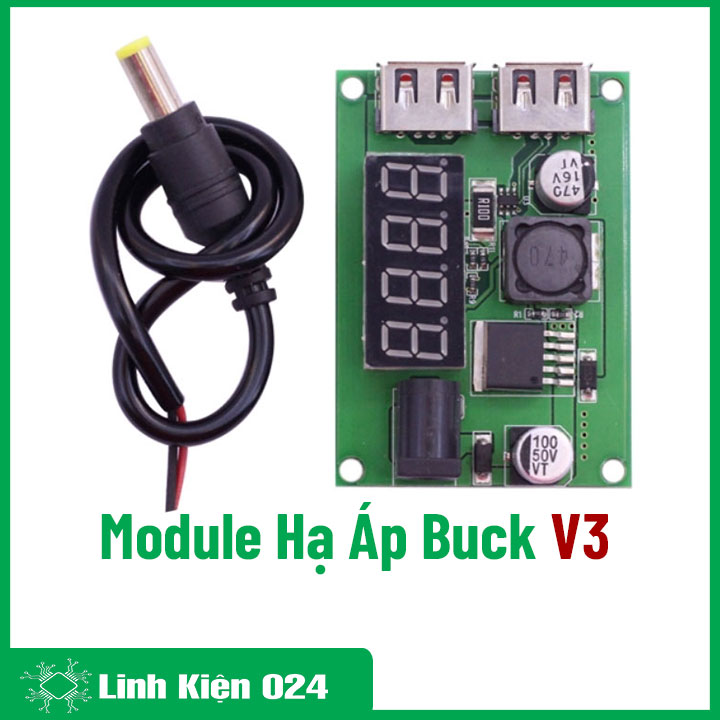 Module Hạ Áp Buck DC-DC Vin 6-40VDC Vout 5VDC 3A 2 Đầu Ra USB V3 (K2E6)