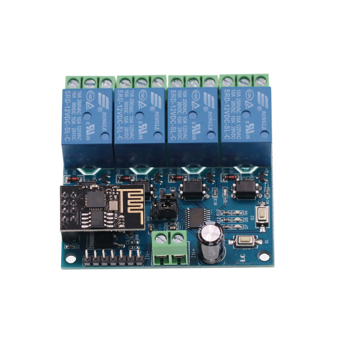 Module Relay ESP8266 ESP-01 DC 12 V 4 Kênh Hỗ Trợ  Điều Khiển Từ Xa Trên  Điện Thoại (K3D6)