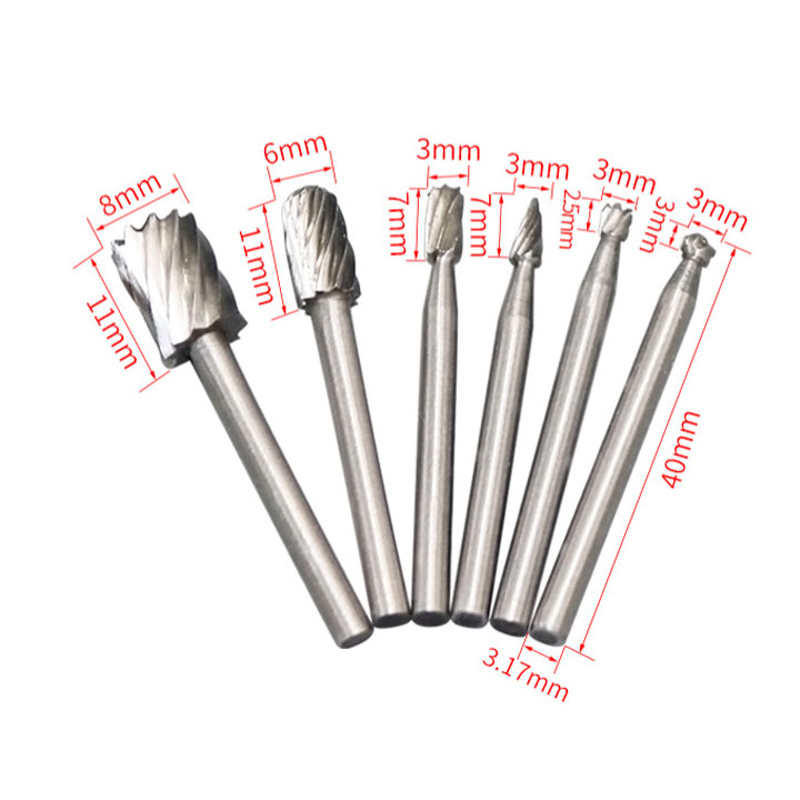 Combo 6 Mũi Khoan, Khắc, Mài HSS Trục 3.17mm Đa Năng