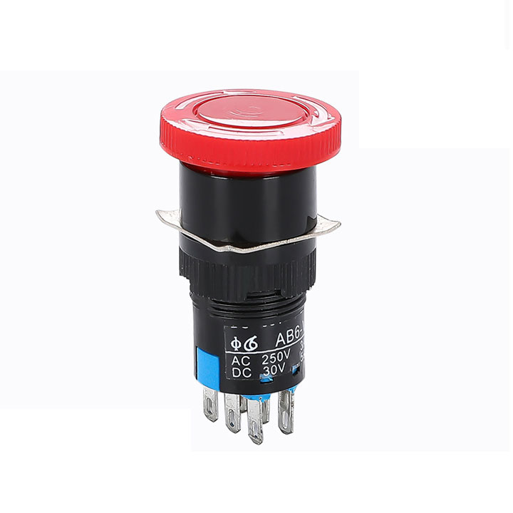 Nút Dừng Khẩn Cấp 16mm LAY16-11ZS 250V 1A 6 Chân 2 Thường Mở 2 Thường Đóng