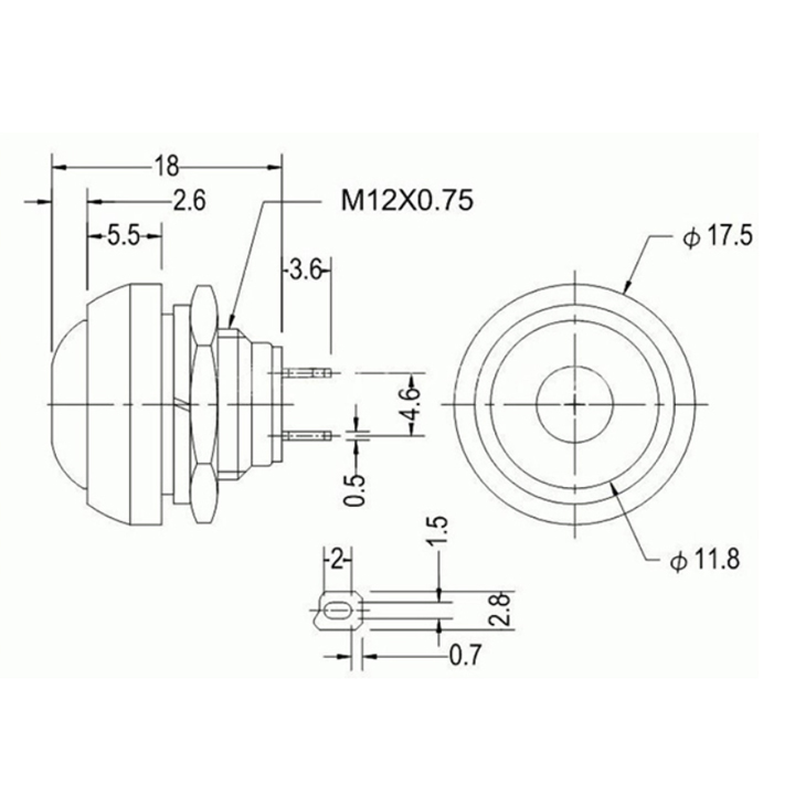 Nút Nhấn Đề PBS-33B Không Thấm Nước 12mm