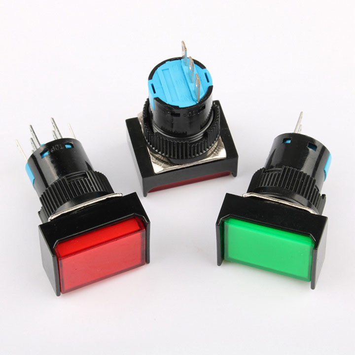 Nút Nhấn Đề Chữ Nhật 24VDC LA16J-11D Nhấn Nhả Có Đèn