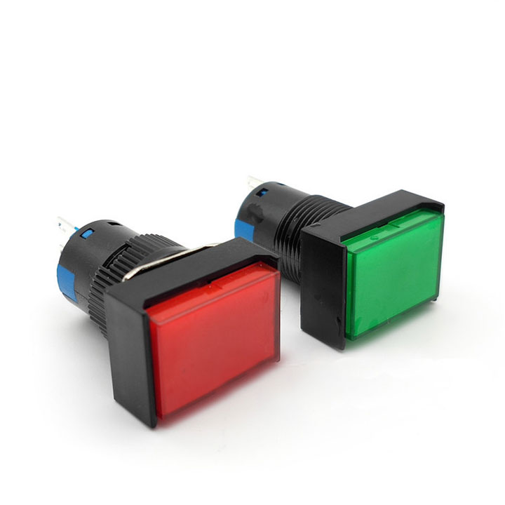 Nút Nhấn Đề Chữ Nhật 220VAC LA16J-11D Nhấn Giữ Có Đèn