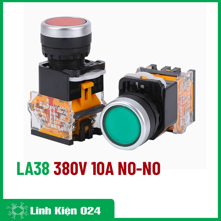 Nút Nhấn Đề Giữ Không Đèn LA38-380V 10A  2 Tiếp Điểm Thường Đóng