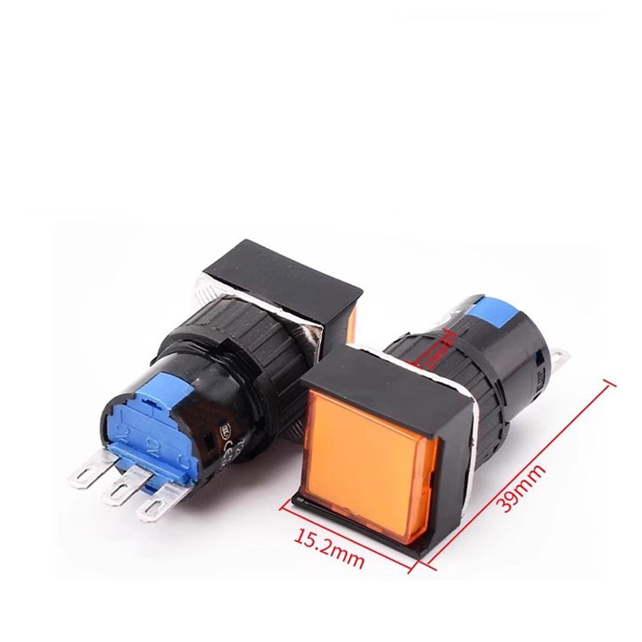 Nút Nhấn Đề Vuông 220VAC AL6 - A Nhấn Giữ Có Đèn Nhiều Màu