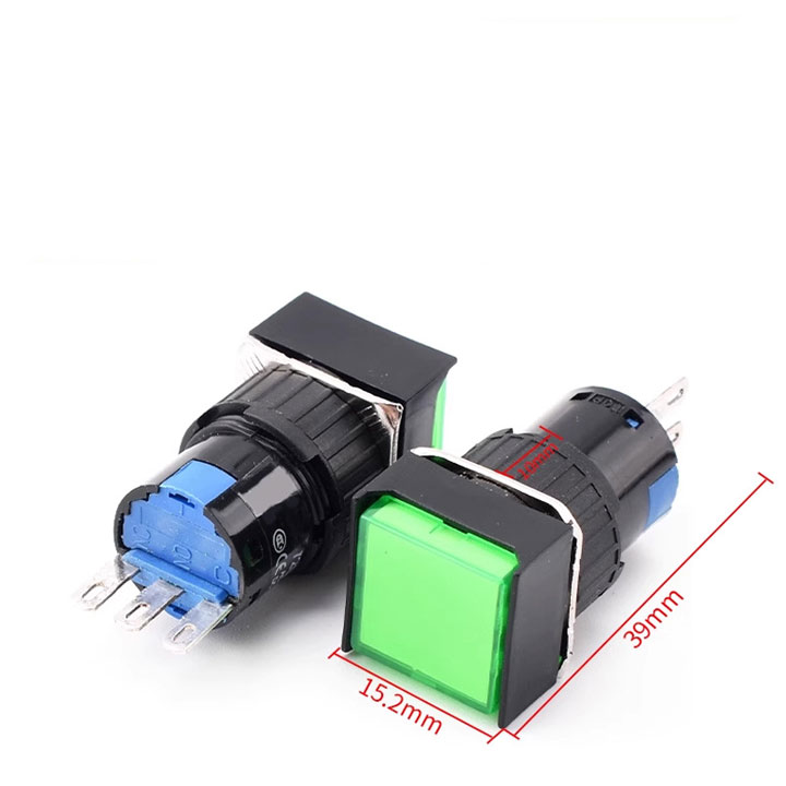 Nút Nhấn Đề Vuông 220VAC AL6 - A Nhấn Giữ Có Đèn Nhiều Màu