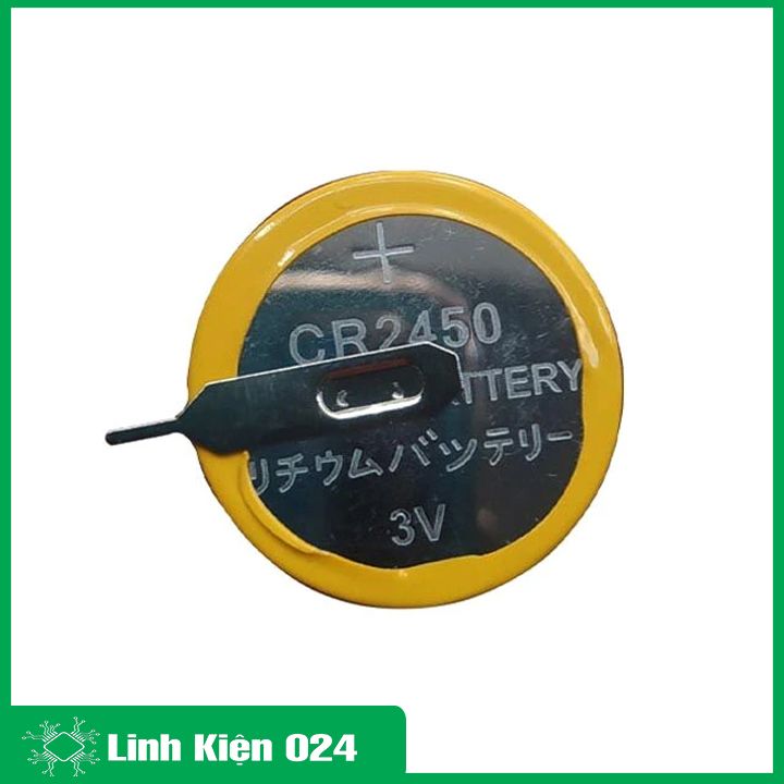 Pin Liền Đế Cr2450 3V Pin Chân Hàn Khoảng Cách  2 Chân 10mm