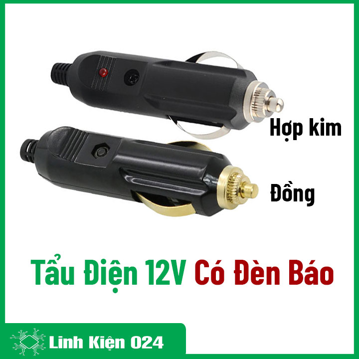 Tẩu Điện 12V Lấy Nguồn Điện Ô Tô Có Đèn Báo
