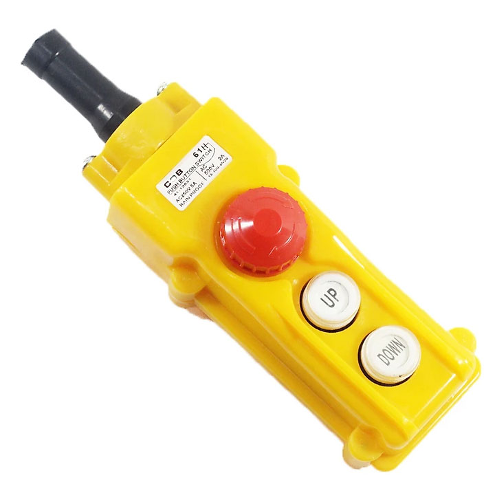 Tay Điều Khiển Máy Tời COB 61H (Đảo Chiều Động Cơ) 2 Nút - Có Nút Dừng Khẩn Cấp