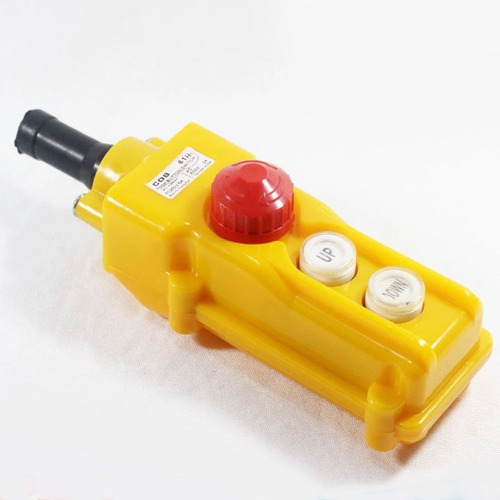 Tay Điều Khiển Máy Tời COB 61H (Đảo Chiều Động Cơ) 2 Nút - Có Nút Dừng Khẩn Cấp