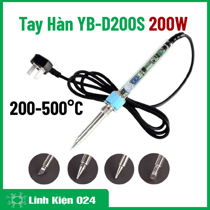 Mỏ Hàn Thiếc, Tay Hàn YB-D200S 200W Có Điều Chỉnh Nhiệt Độ Từ 200-500°C