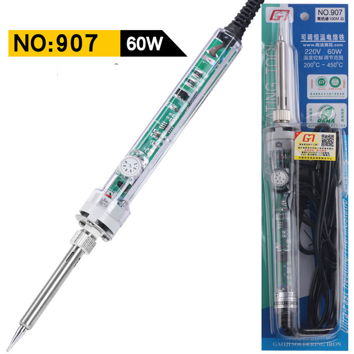 Combo Tay Hàn 907 60W Điều Chỉnh Nhiệt Độ Kèm Senser 907, Mũi hàn 907(T-K, T-Sk, T-I, T-2.TC)