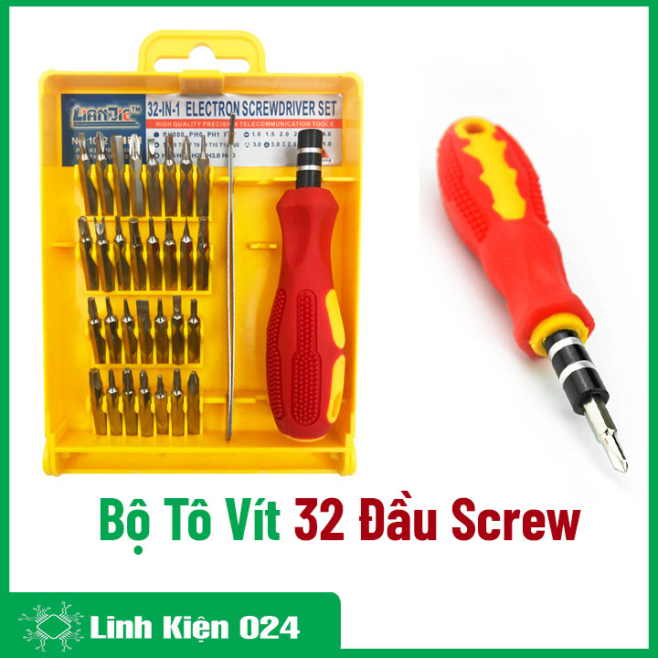 Bộ Tô Vít 32 Đầu Screw ( Tặng 1 Kẹp Linh Kiện Cong )