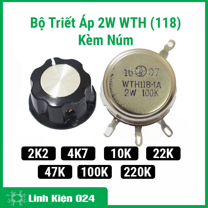 Bộ Chiết Áp 2W WTH (118) Kèm Núm