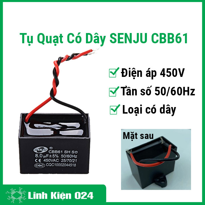 Tụ Quạt 8uF-10uF Dây SENJU CBB61 Loại Tốt
