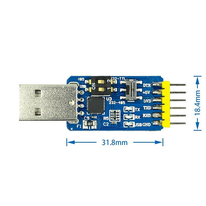 USB Giao Tiếp Từ Com CP2102 Sang TTL RS232/485 3V3 / 5V V2 (K3B2)