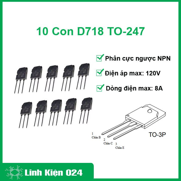Combo 10 Con D718 TO-247 Trans NPN 8A 120V