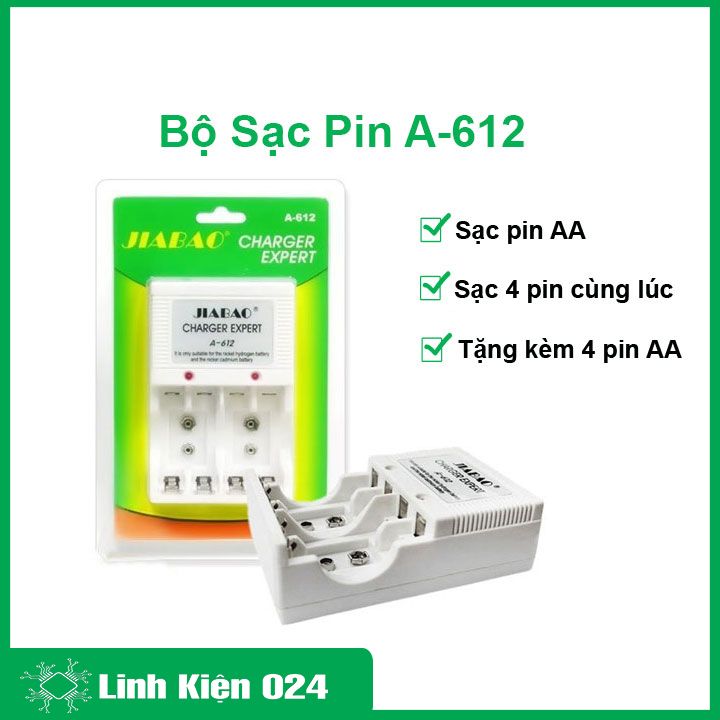 Bộ Sạc Pin Đa Năng A-612 Kèm 4 Pin Sạc 1.5 AA