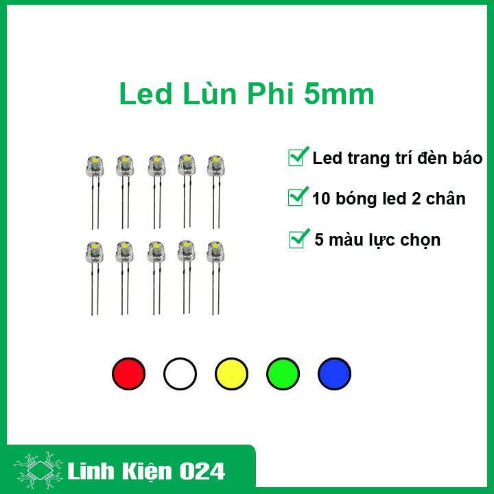LED Lùn Phi 5mm - Gói 10 Con