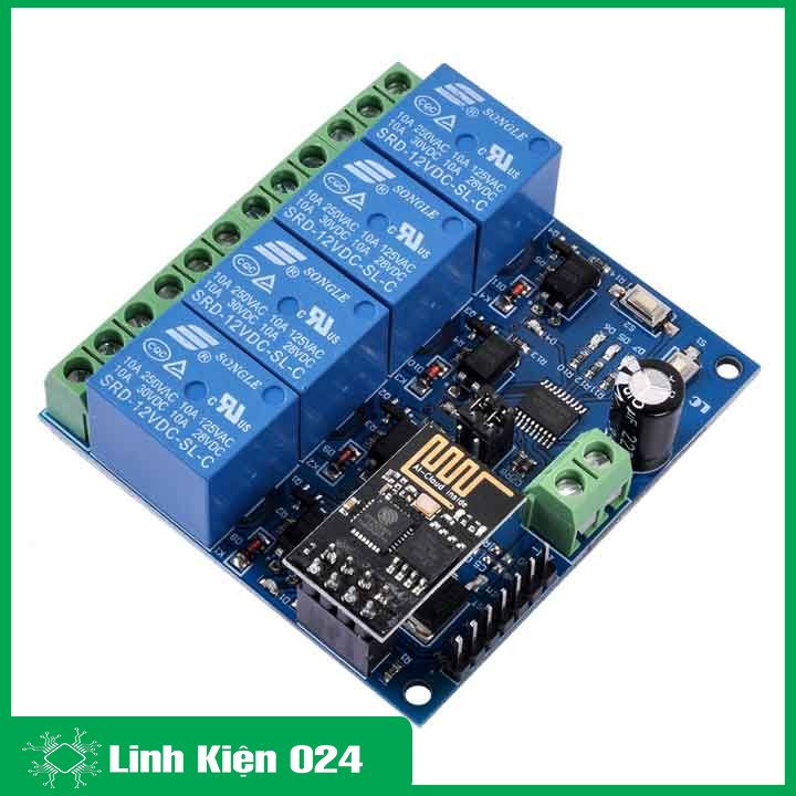 Module Relay ESP8266 ESP-01 DC 12 V 4 Kênh Hỗ Trợ  Điều Khiển Từ Xa Trên  Điện Thoại (K3D6)