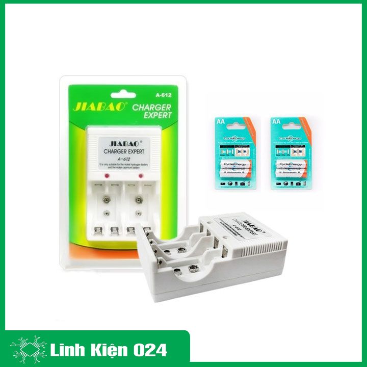 Bộ Sạc Pin Đa Năng A-612 Kèm 4 Pin Sạc 1.5 AA