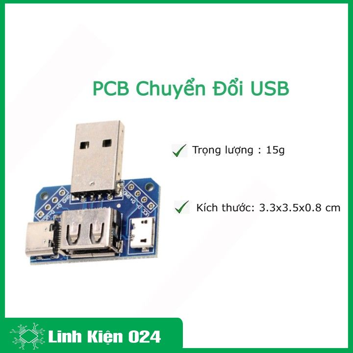 PCB Chuyển Đổi USB A Đực Sang USB Cái-USB Micro-Type C (K2G14)