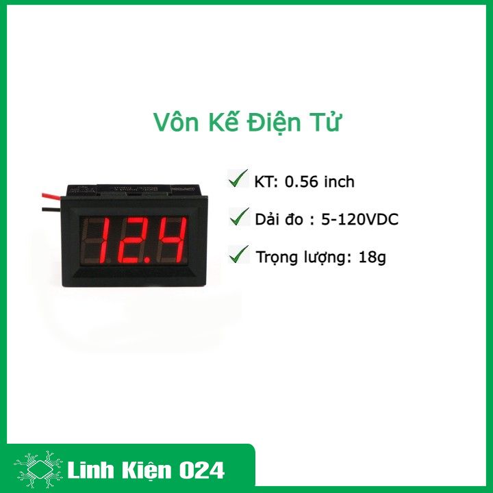 Vôn Kế Điện Tử 0.56 Inch 5-120VDC Đỏ (K2H7)
