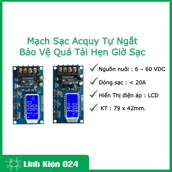Mạch Sạc Acquy Tự Ngắt Bảo Vệ Quá Tải Hẹn Giờ Sạc XY-L10A 6VDC-60VDC 10A (K2B5)