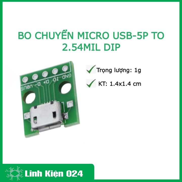 BO CHUYỂN MICRO USB-5P TO 2.54MIL DIP (K2H10-1)