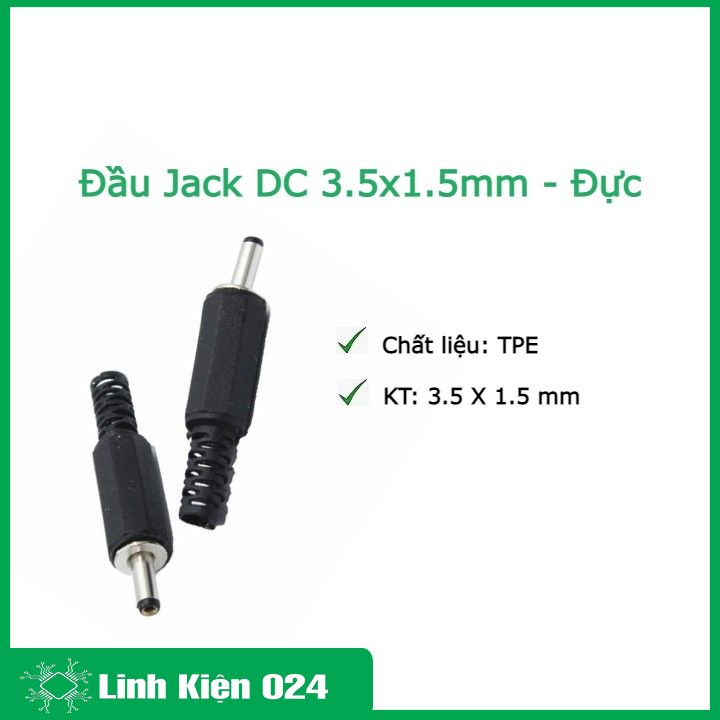 Đầu Jack DC 3.5x1.5mm - Đực (k1k2)