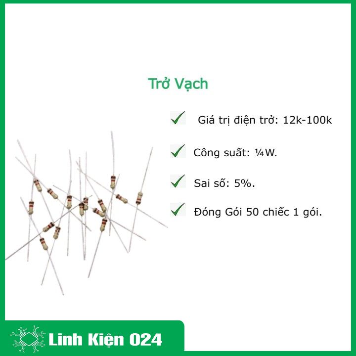 Trở Vạch 1/4W 5% 12K → 100K( 50Con )