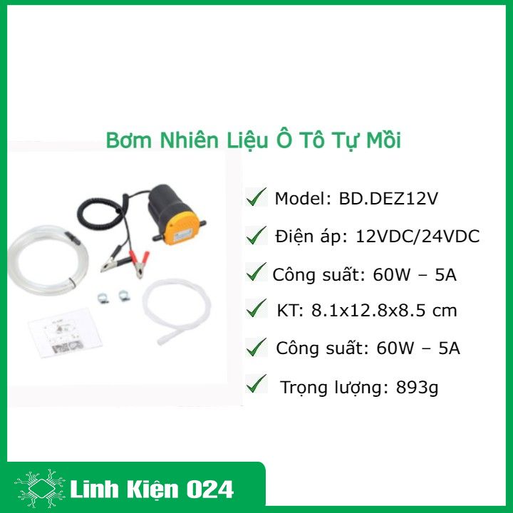 Bơm Nhiên Liệu Ô Tô Tự Mồi 12V/24V 60W ( BH : 1 tháng )