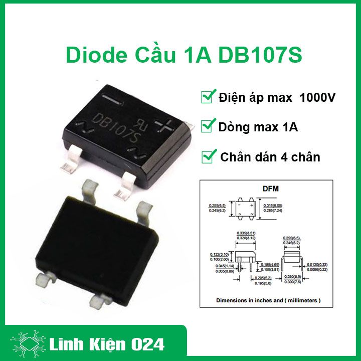 Diode Cầu 1A Dán DB107S