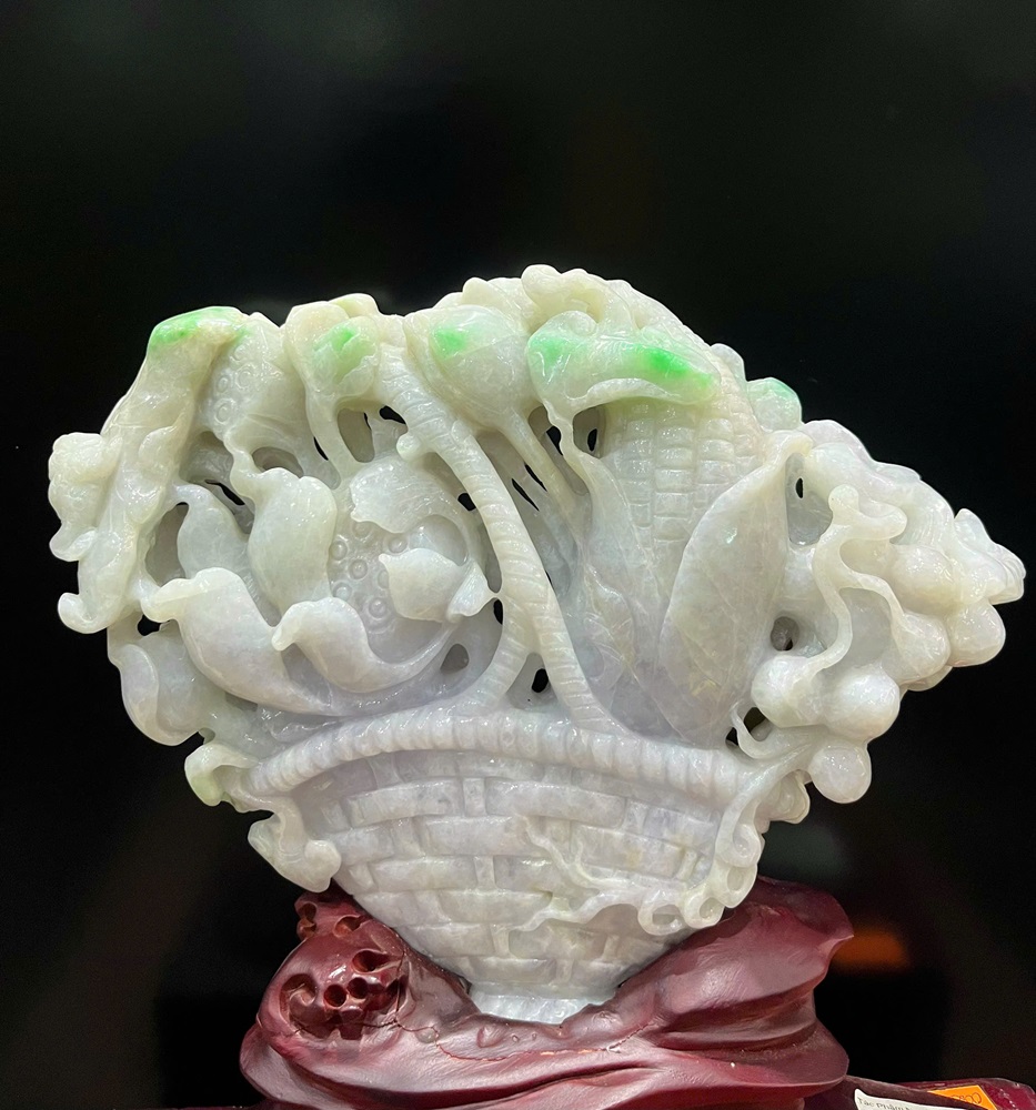 Giỏ Hoa Phú Quý Ngọc Phỉ Thuý Tự Nhiên - Quà Tặng Sếp Lớn