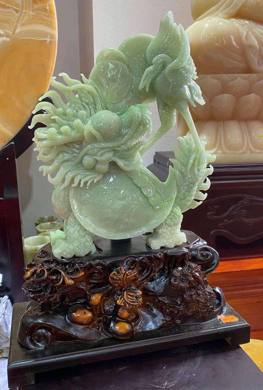 Tiên Hạc Cưỡi Long Quy Ngọc Serpentine Trường Thọ An Phong, Hưng Vượng Sự Nghiệp