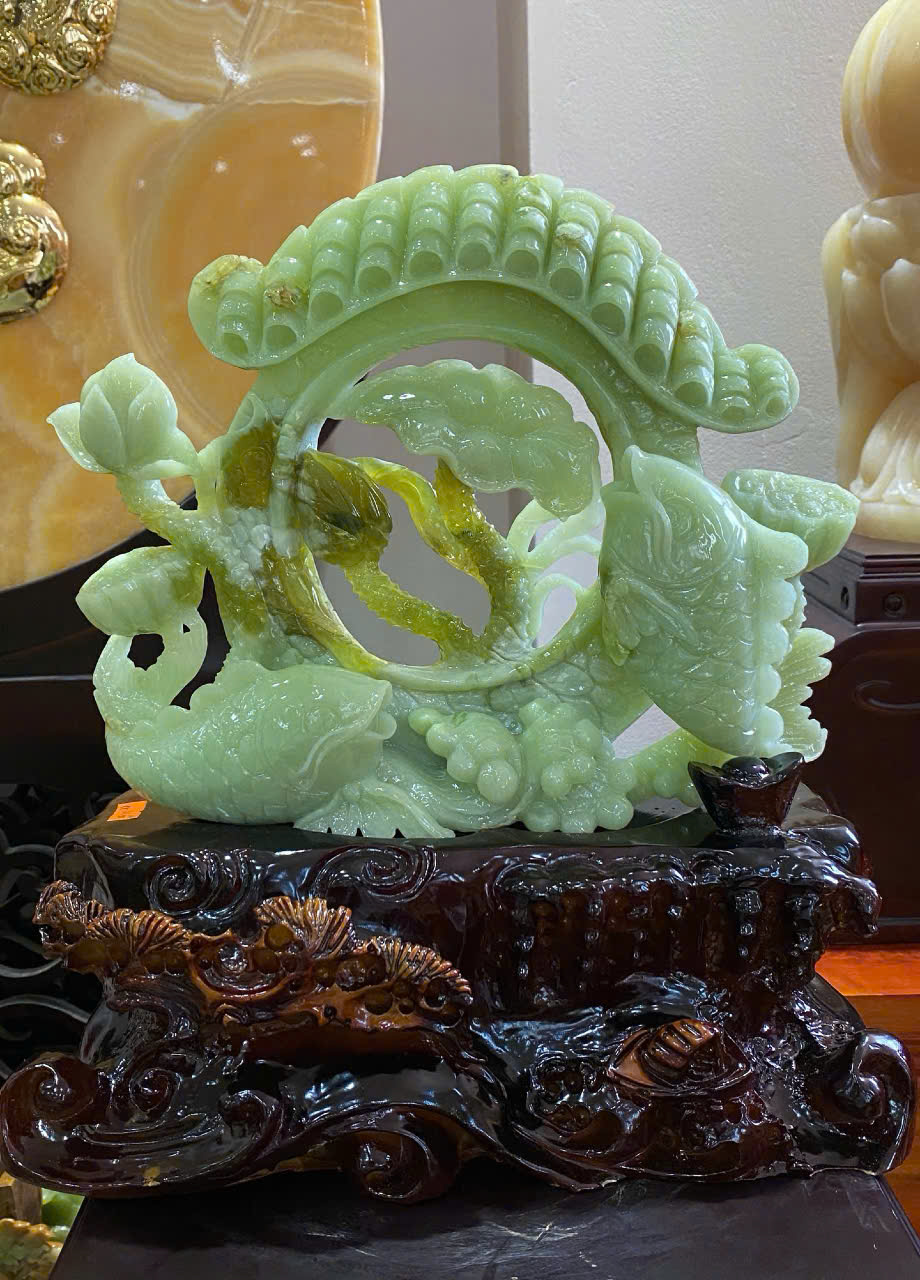 Song Ngư Phú Quý Ngọc Tụ Nham Bích Ngọc Cát Tường, Niên Niên Hữu Dư Tài Lộc Viên Mãnh