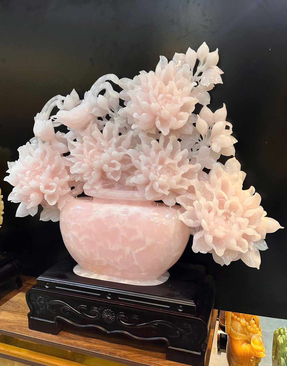 Bình Hoa Mẫu Đơn Phú Quý Hồng Ngọc Onyx Kim Ngọc Mãn Đường, Gia Đạo Cát Tường