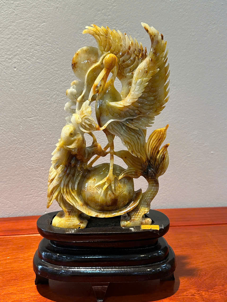 Tiên Hạc cưỡi Long Quy ngọc serpentine – Kiệt tác trường thọ, trấn trạch bảo an và thu hút tài lộc