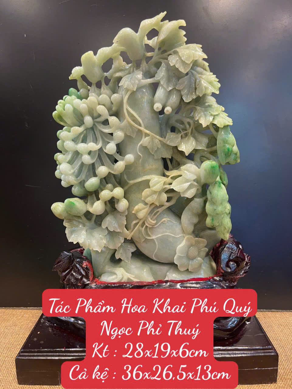 Hoa Khai Phú Quý Ngọc Phỉ Thúy Bách Hoa Tụ Khí Cát Tường Viên Mãn