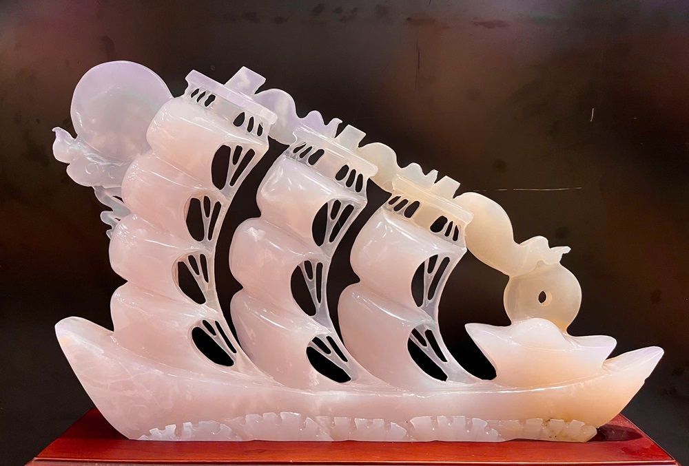 Thuận Buồm Xuôi Gió Ngọc Ngọc Onyx Hồng - Quà Tặng Sếp Cao Cấp