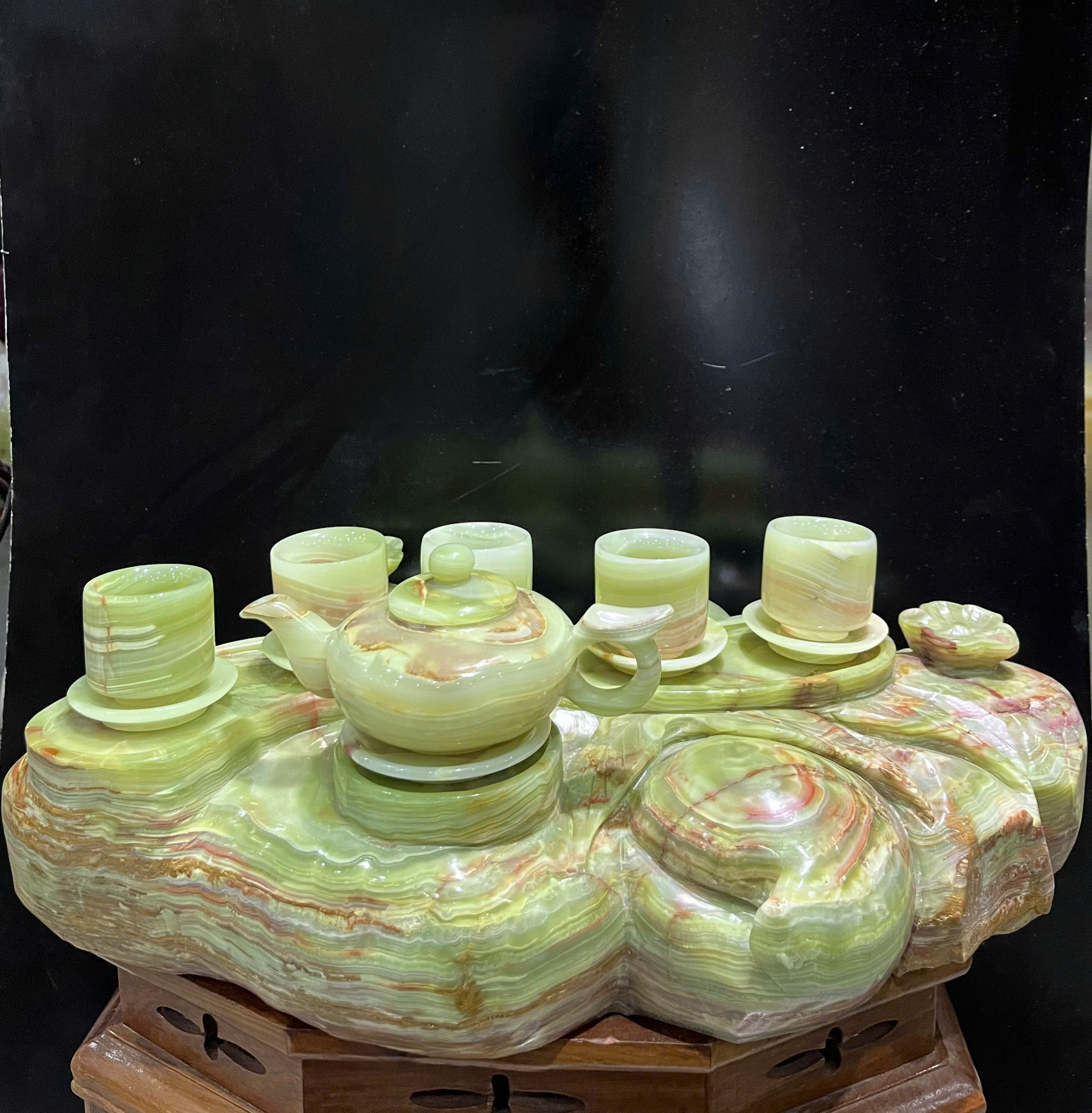 Bộ Ấm Trà Ngọc Onyx Kiệt Tác Trà Đạo Tụ Khí Đào Viên