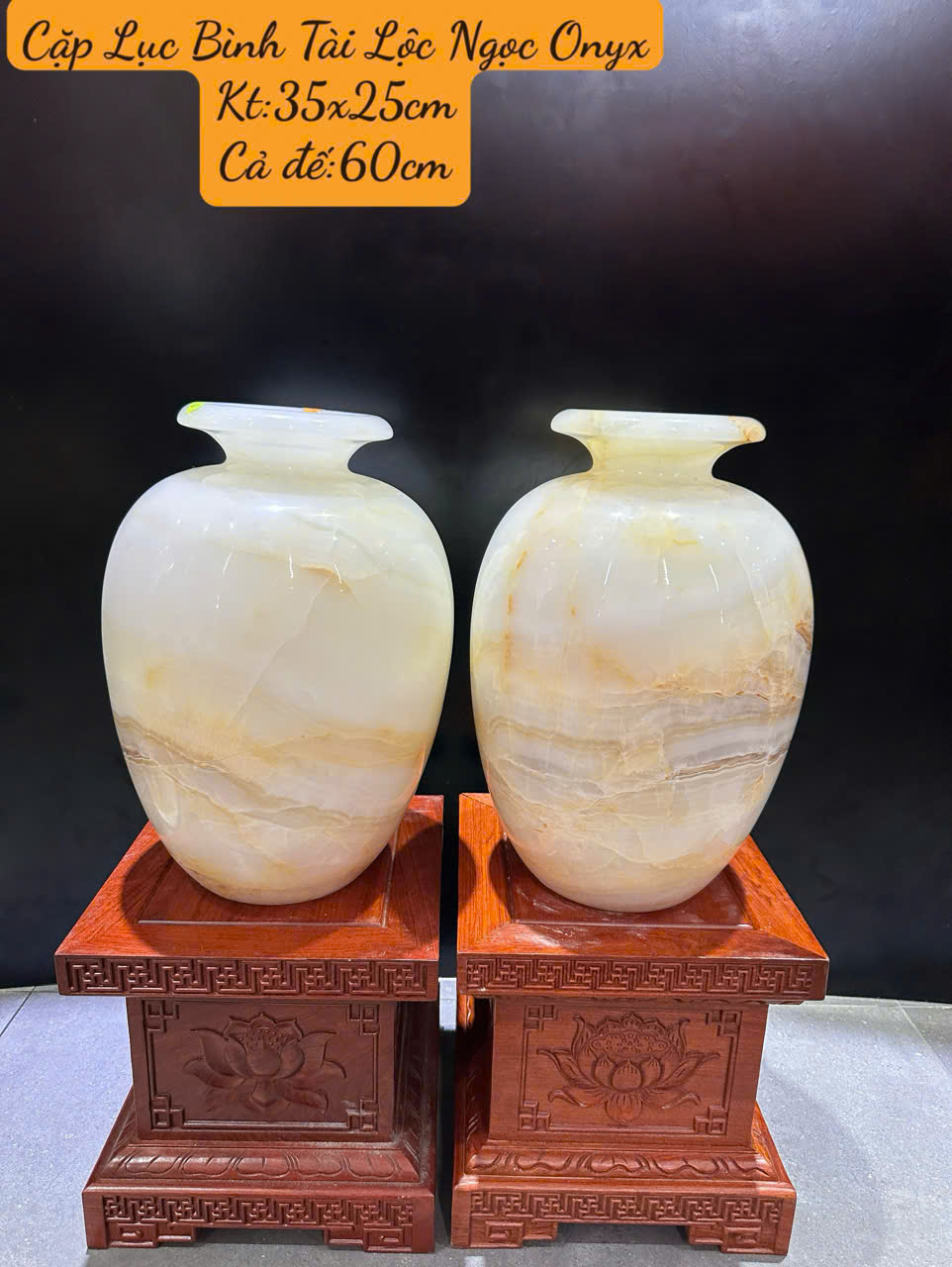 Cặp Lục Bình Tài Lộc Ngọc Onyx Tích Lũy Tài Sản, Gia Tăng Vượng Khí