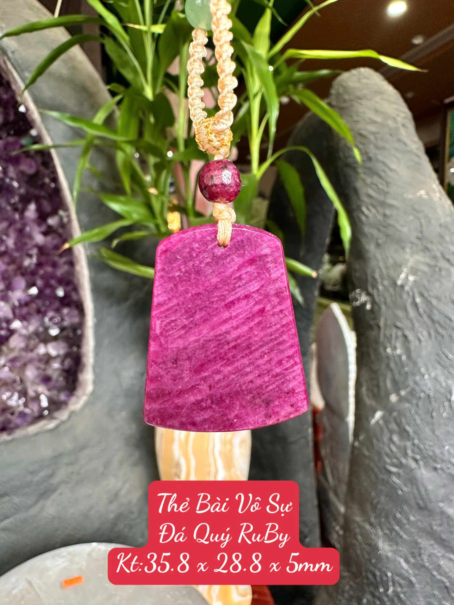 Thẻ Bài Vô Sự Đá Quý Ruby May Mắn Cát Tường, Vạn Sự Bình An