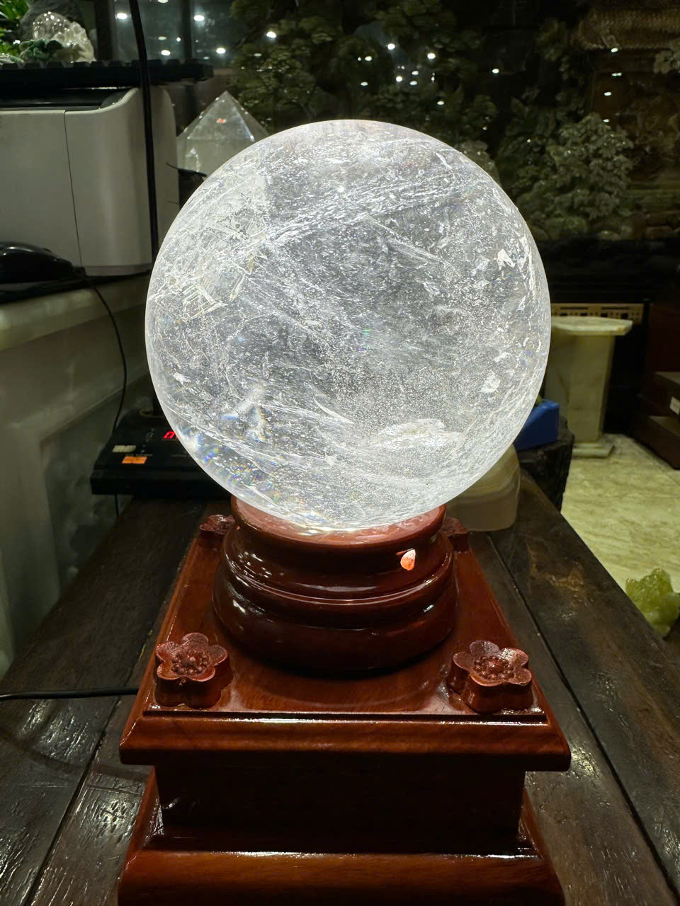 Quả Cầu Thạch Anh Trắng15.5cm Tinh Thể Khởi Nguyên, Khơi Thông Bản Lĩnh