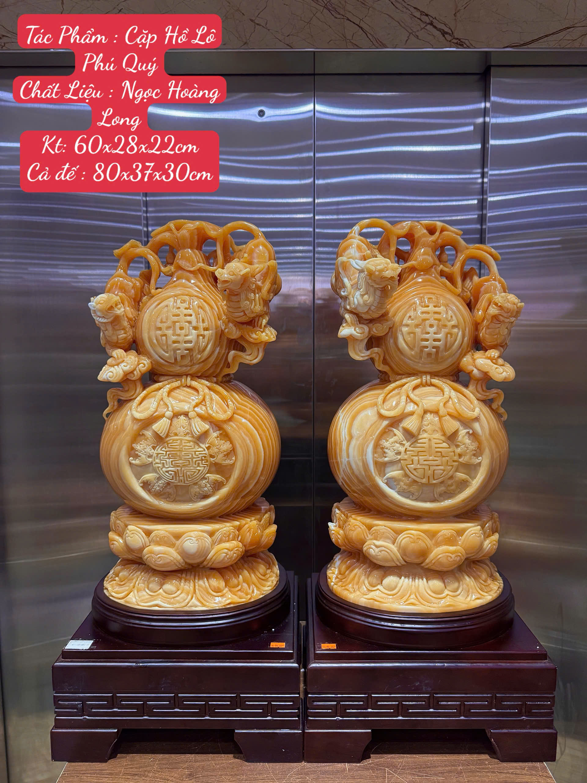 Cặp Hồ Lô Phú Quý Ngọc Hoàng Long Tuyệt Tác Tụ Kim Tích Ngân